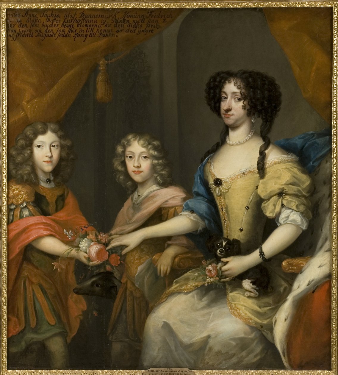 Prinsesse Anne Sophie af Danmark og hendes to sønner, John George IV af Sachsen (1668-1694) og Frederic Augustus af Sachsen (Augustus II, konge af Polen) (1670-1733) - Anna Sophie af Danmark (1647-1717), kurfyrste af Sachsen med sønnerne John George og Fre af David von Krafft