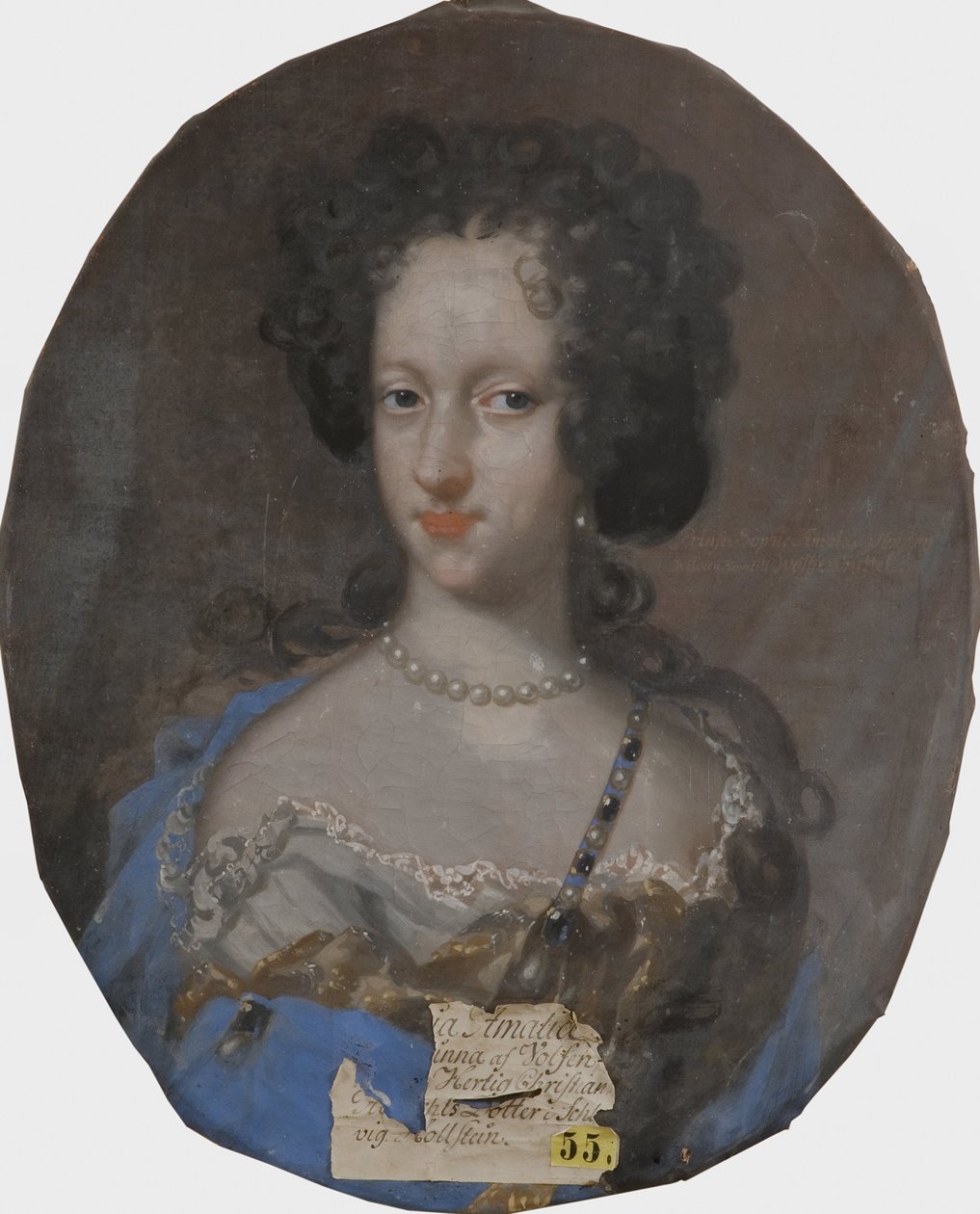 Sophie Amalie af Schleswig Holstein Gottorp, prinsesse dano norvegienne - Portræt af prinsesse Sophie Amalie af Holstein-Gottorp (1670-1710), hertuginde af Brunswick-Lueneburg, af Krafft, David, von (1655-1724). Olie på lærred. Mål: 69x56 cm. nationalm af David von Krafft