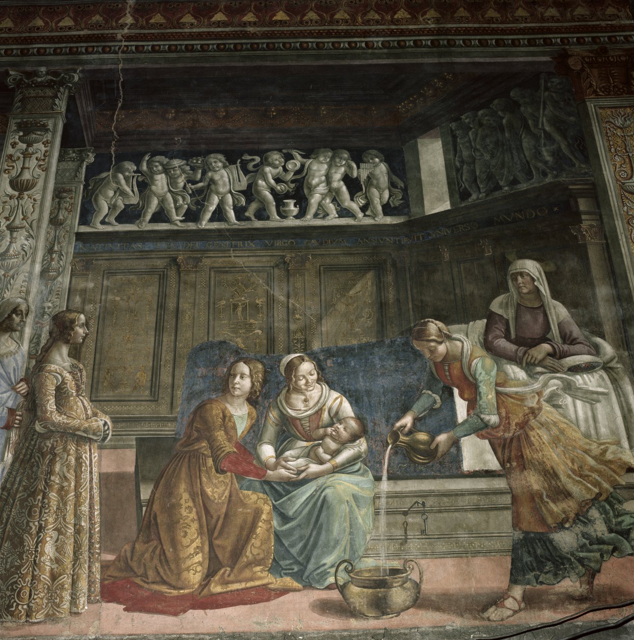 Jomfruens fødsel, 1485-90 (detaljer) af Domenico Ghirlandaio