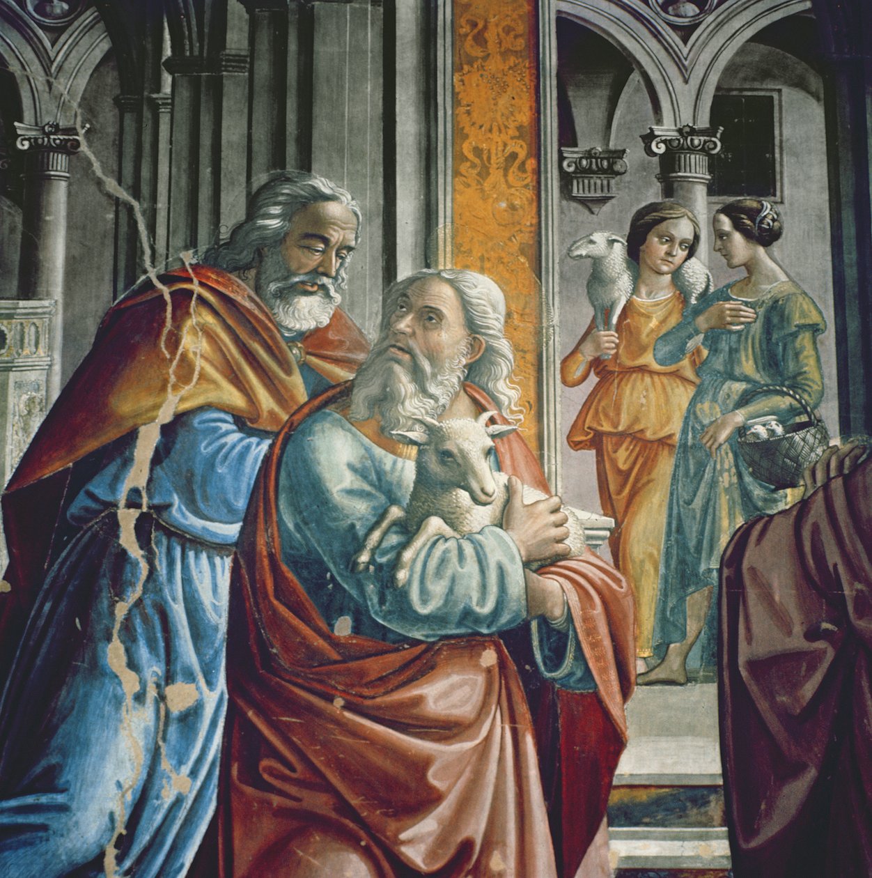 Joachims fordrivelse fra templet, detalje, 1485-90 af Domenico Ghirlandaio