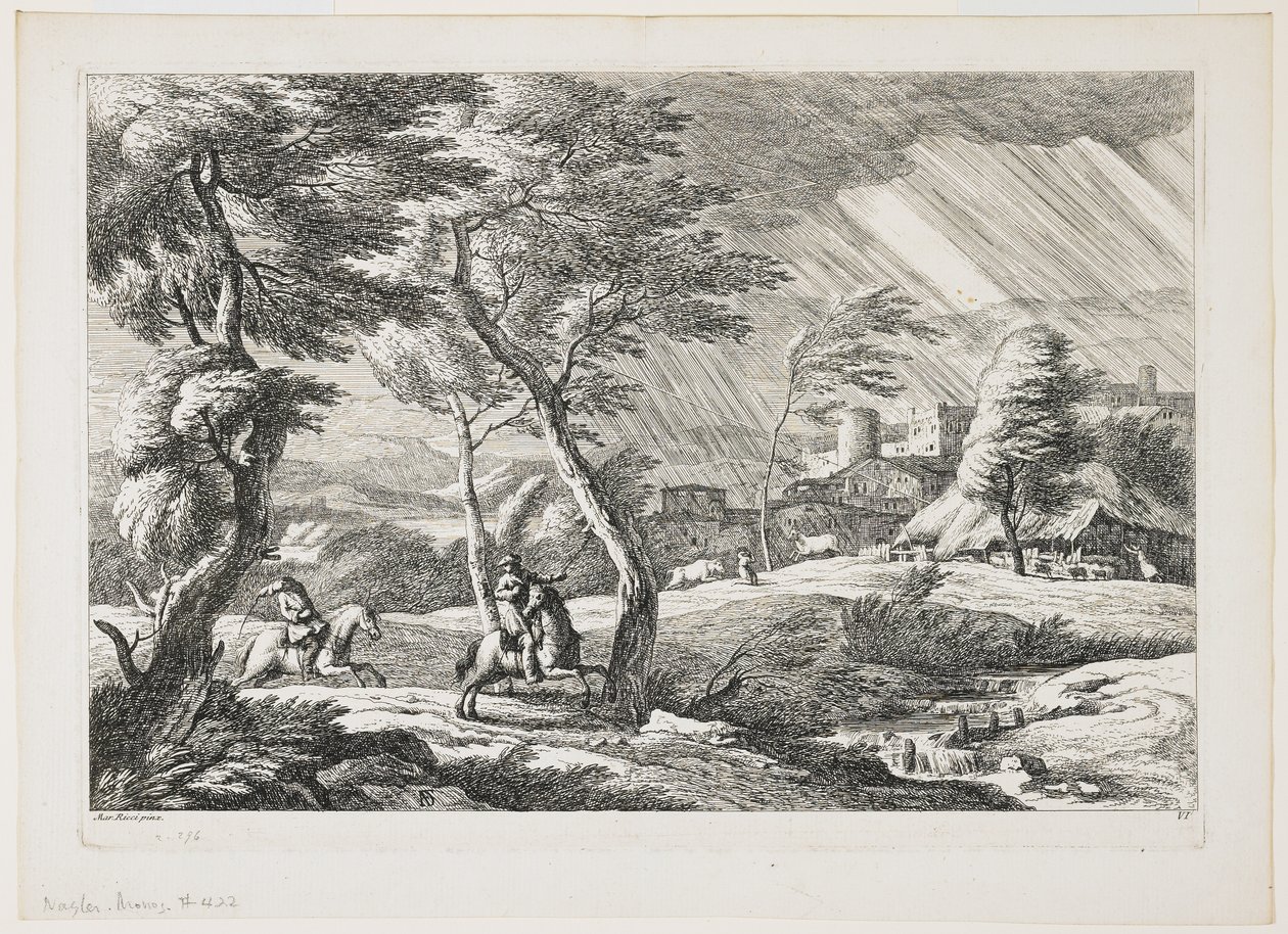Tavle VII, fra et sæt af landskaber, 1743 af Davide Antonio Fossati
