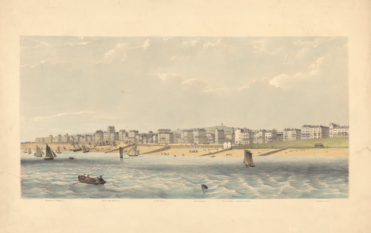 Brunswick Terrace, Bellevue Mansion, Rådhus, Albion, Old Steine, Chapel Royal, German Place af Day and Co.