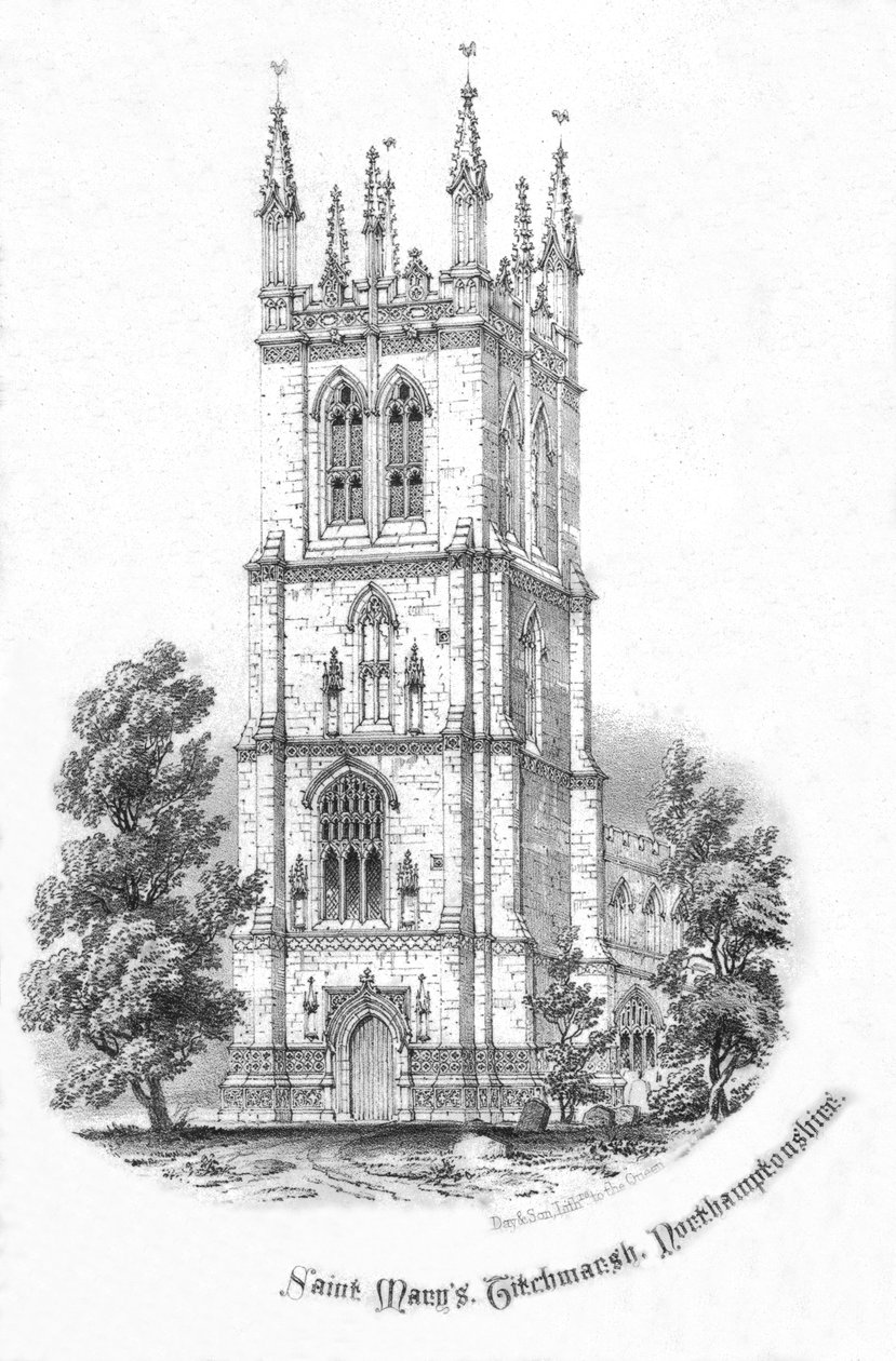 Saint Marys, Titchmarsh. Northamptonshire, omkring 1850