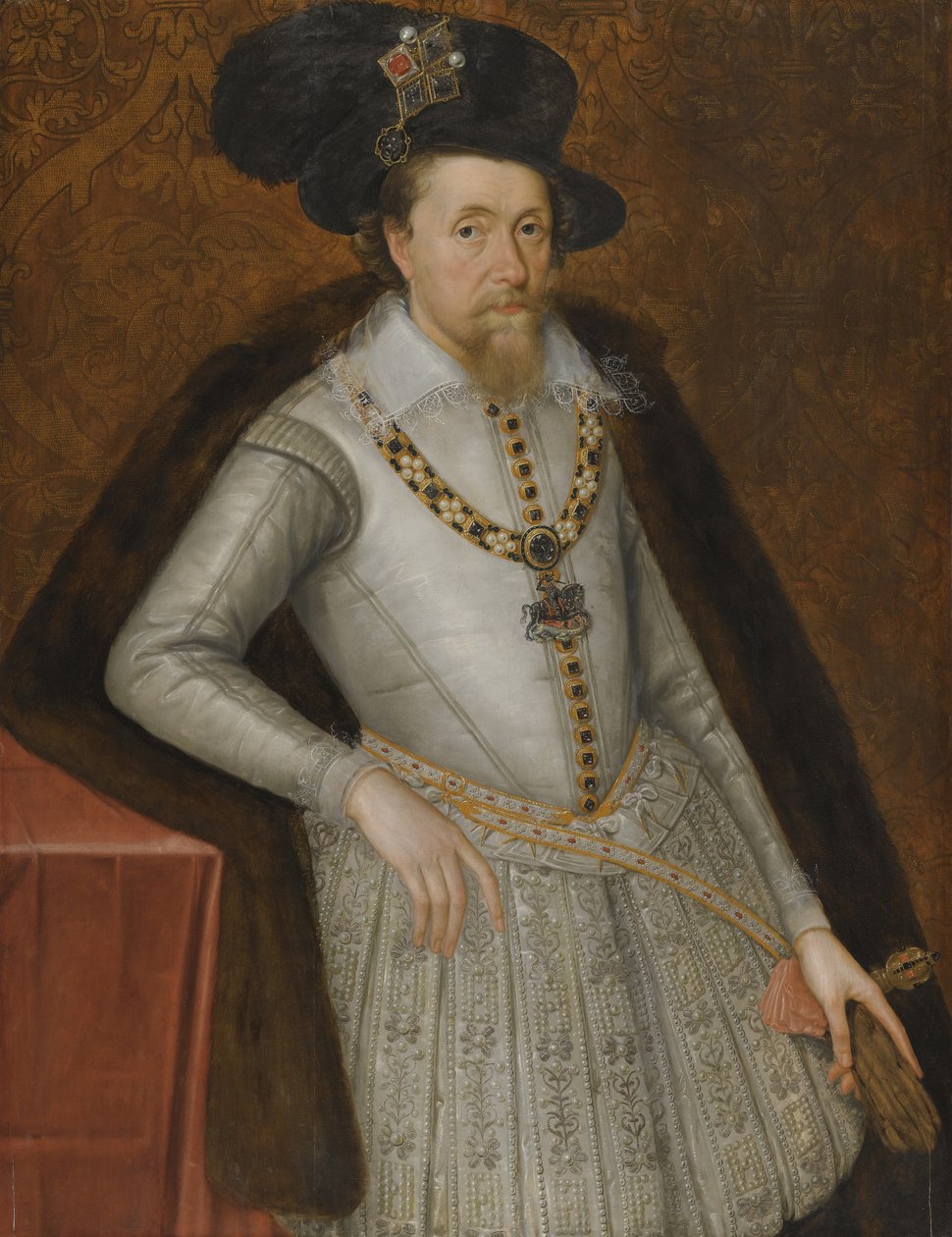Portræt af kong James I af England 1566-1625, begyndelsen af det 17. århundrede af De Critz