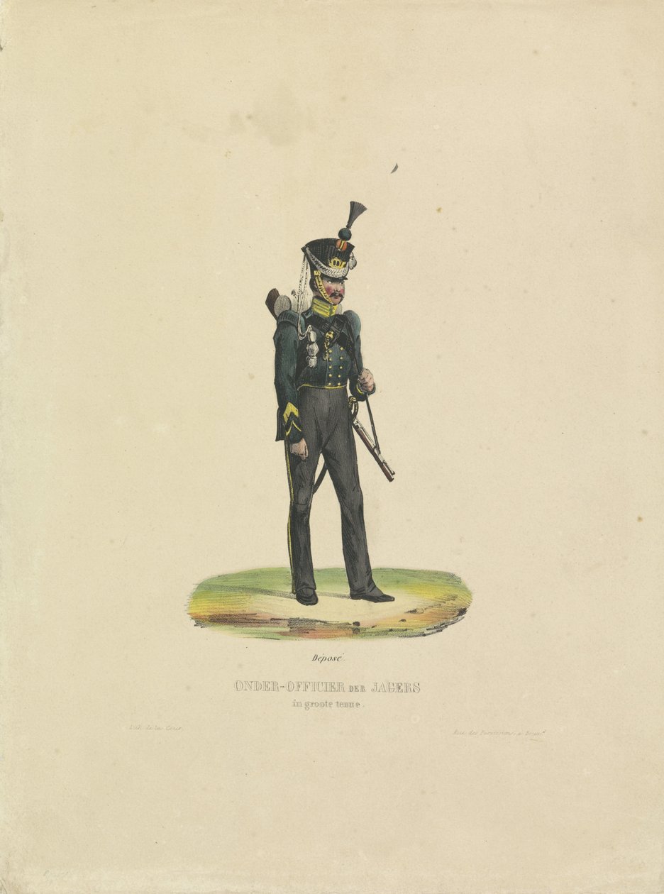 Jæger i stor uniform, 1820-1825 Underofficer i stor uniform (titel på objekt) af De la Cour