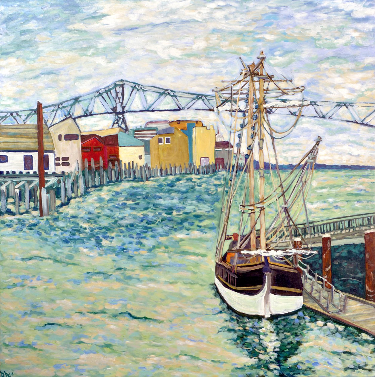 Astoria Boat, 2018 (akryl på lærred) af Deborah Eve Alastra