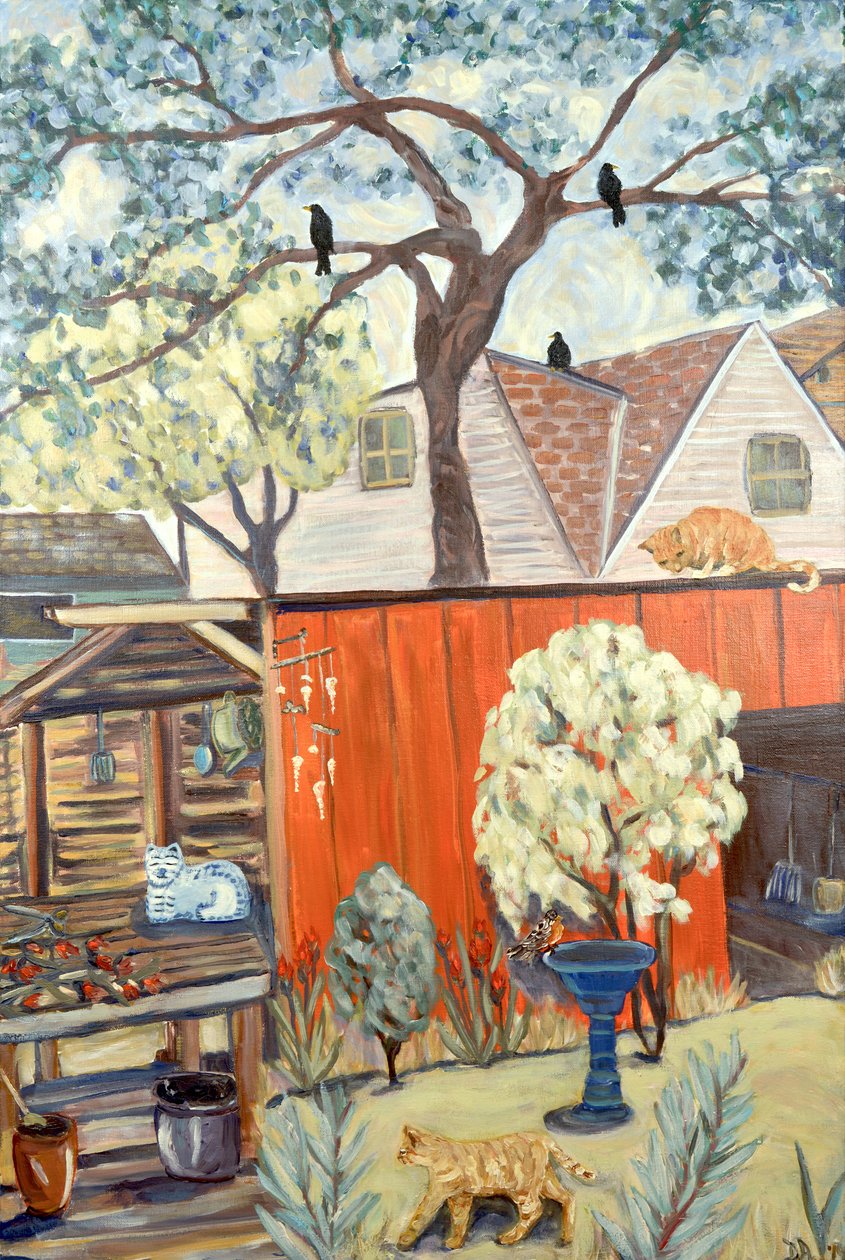 Backyard Jungle, 2019 (akryl på lærred) af Deborah Eve Alastra