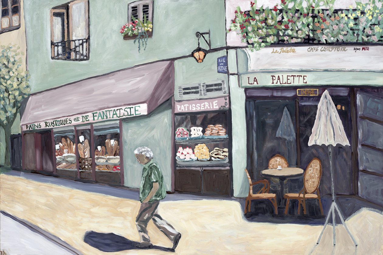 Cafe Corner, 2017 (akryl på lærred) af Deborah Eve Alastra