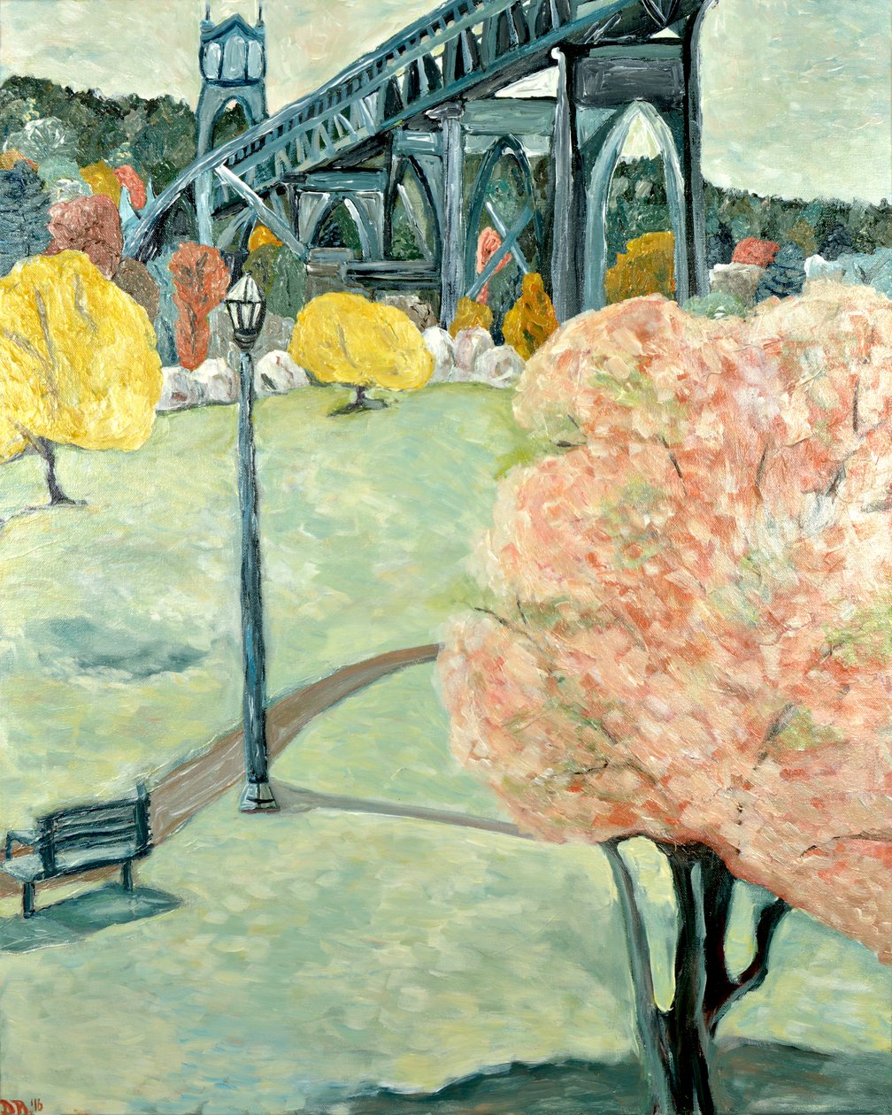 Cathedral Park, 2019 (akryl på lærred) af Deborah Eve Alastra