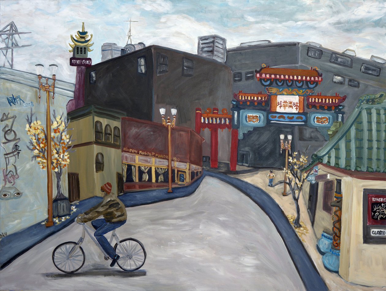 Chinatown Portland, 2018 (akryl på lærred) af Deborah Eve Alastra