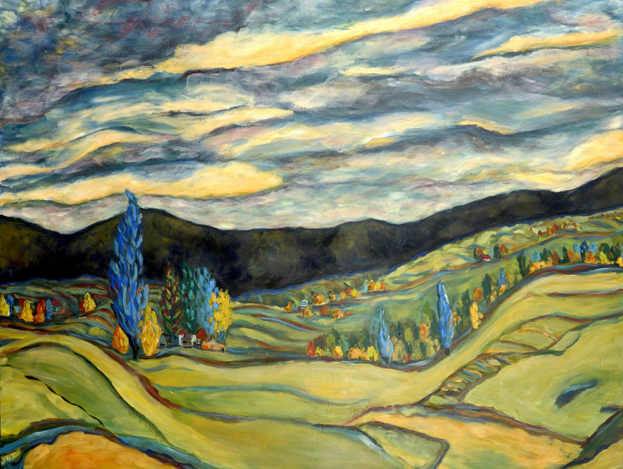 Fall Landscape, 2020 (akryl på lærred) af Deborah Eve Alastra