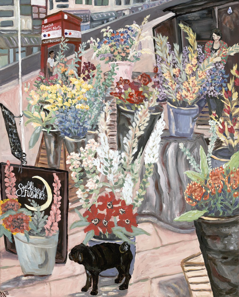 Flower Lady, 2018 (akryl på lærred) af Deborah Eve Alastra