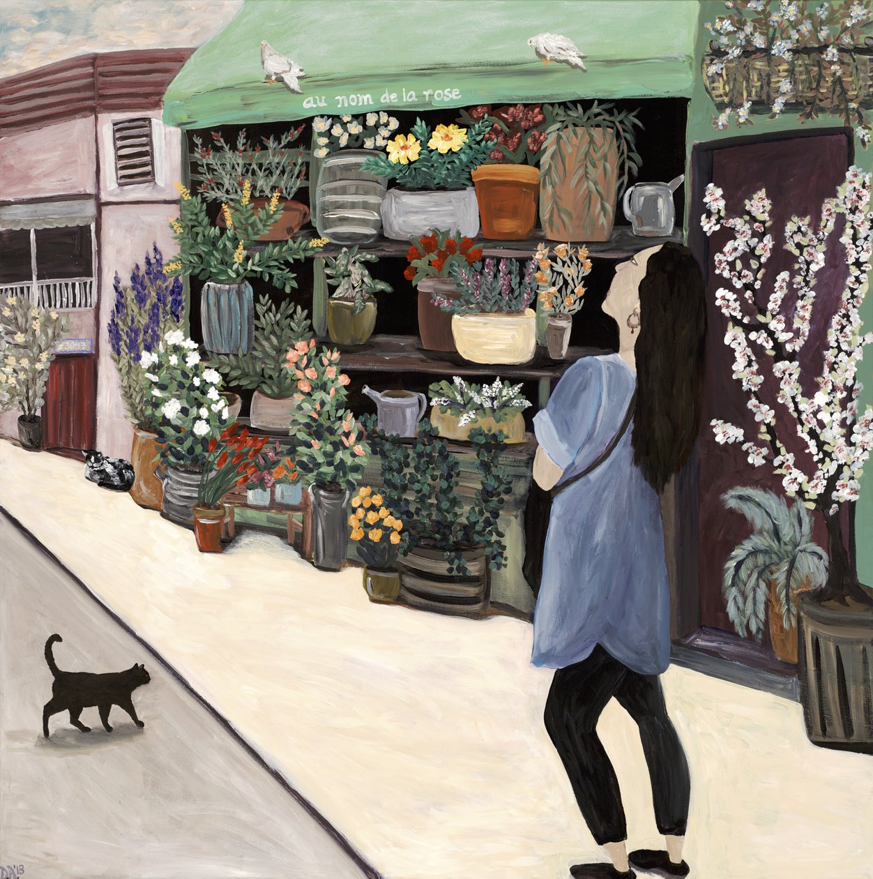 Flower Shop St. Germain, 2018 (akryl på lærred) af Deborah Eve Alastra