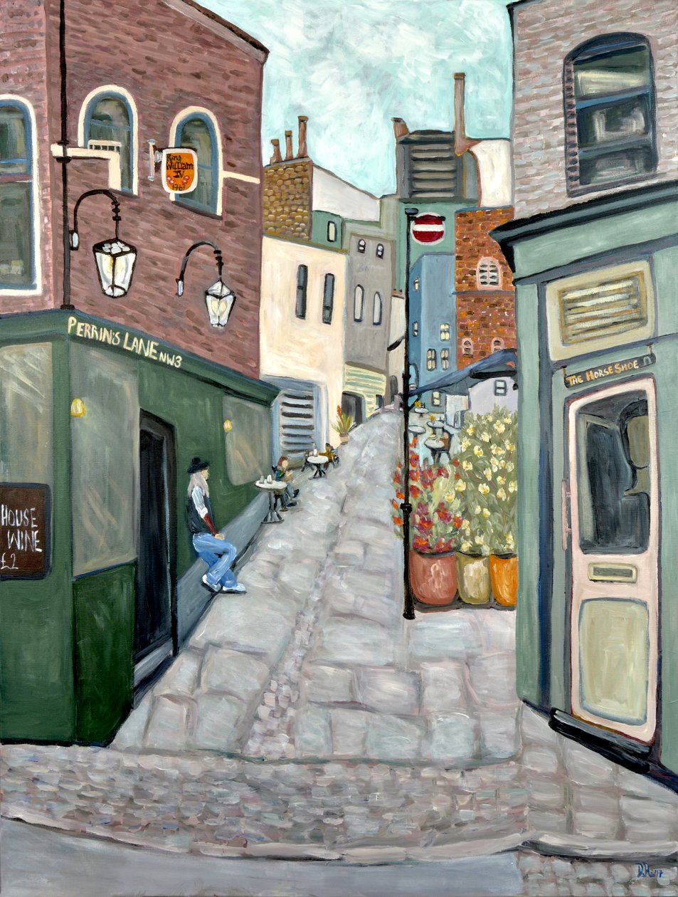 Haunted Pub Hampstead, 2018 (akryl på lærred) af Deborah Eve Alastra