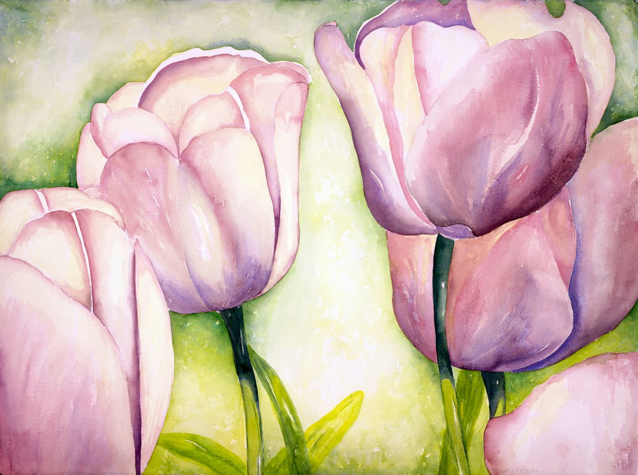 Lavendeltulipaner, 2006 (akvarel) af Deborah Eve Alastra
