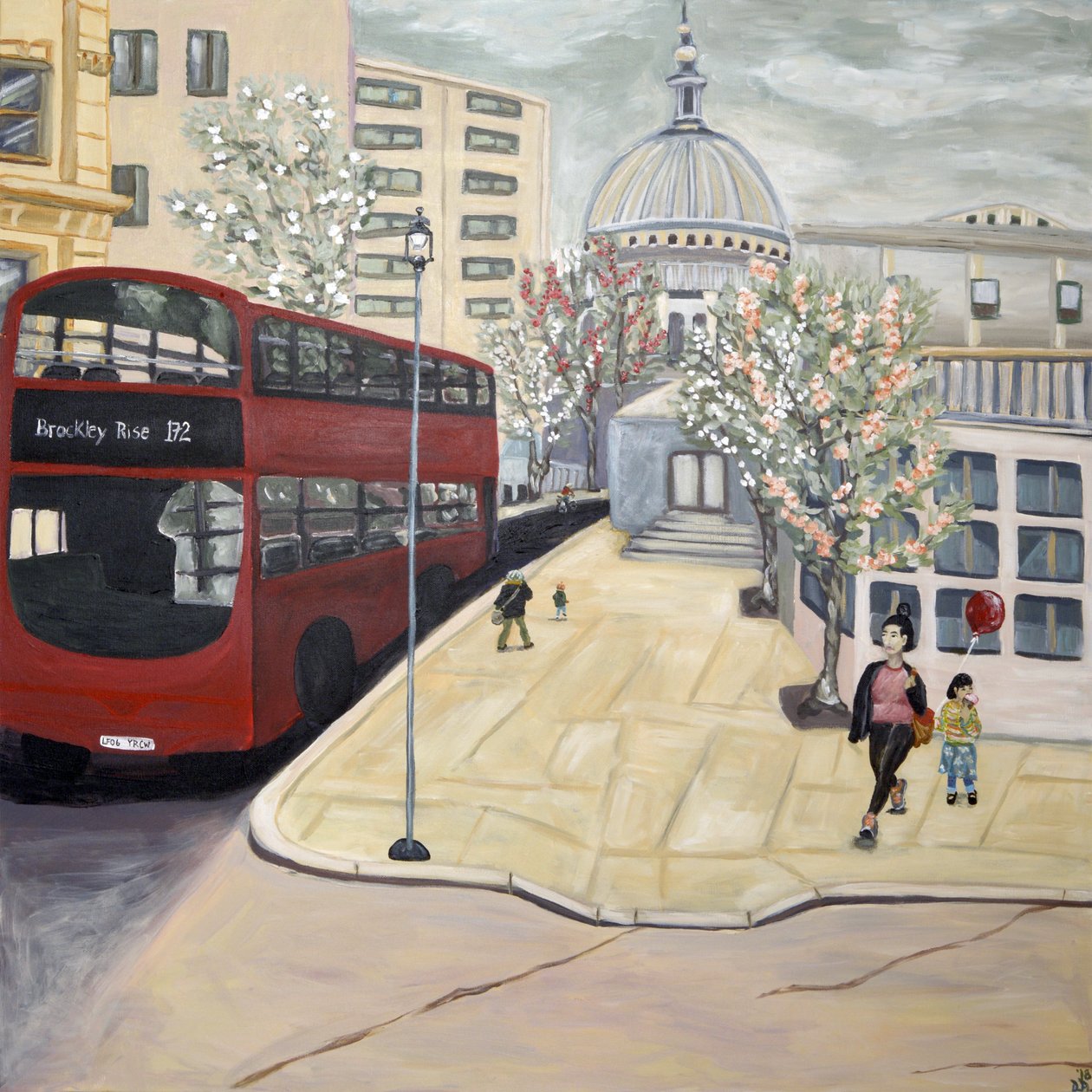 Londontown, 2017 (akryl på lærred) af Deborah Eve Alastra
