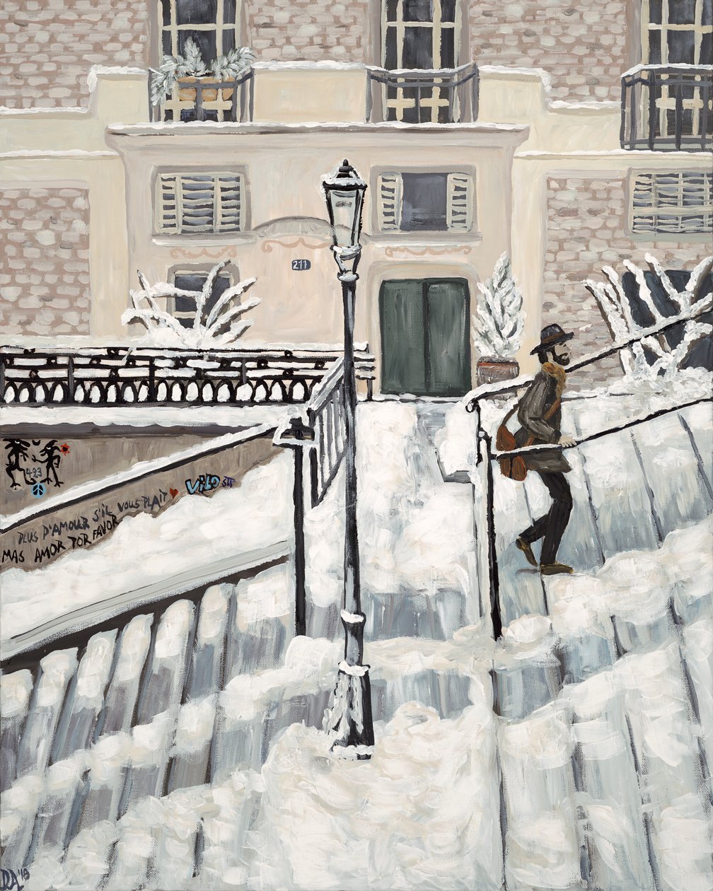 Montmartre Snow, 2017 (akryl på lærred) af Deborah Eve Alastra