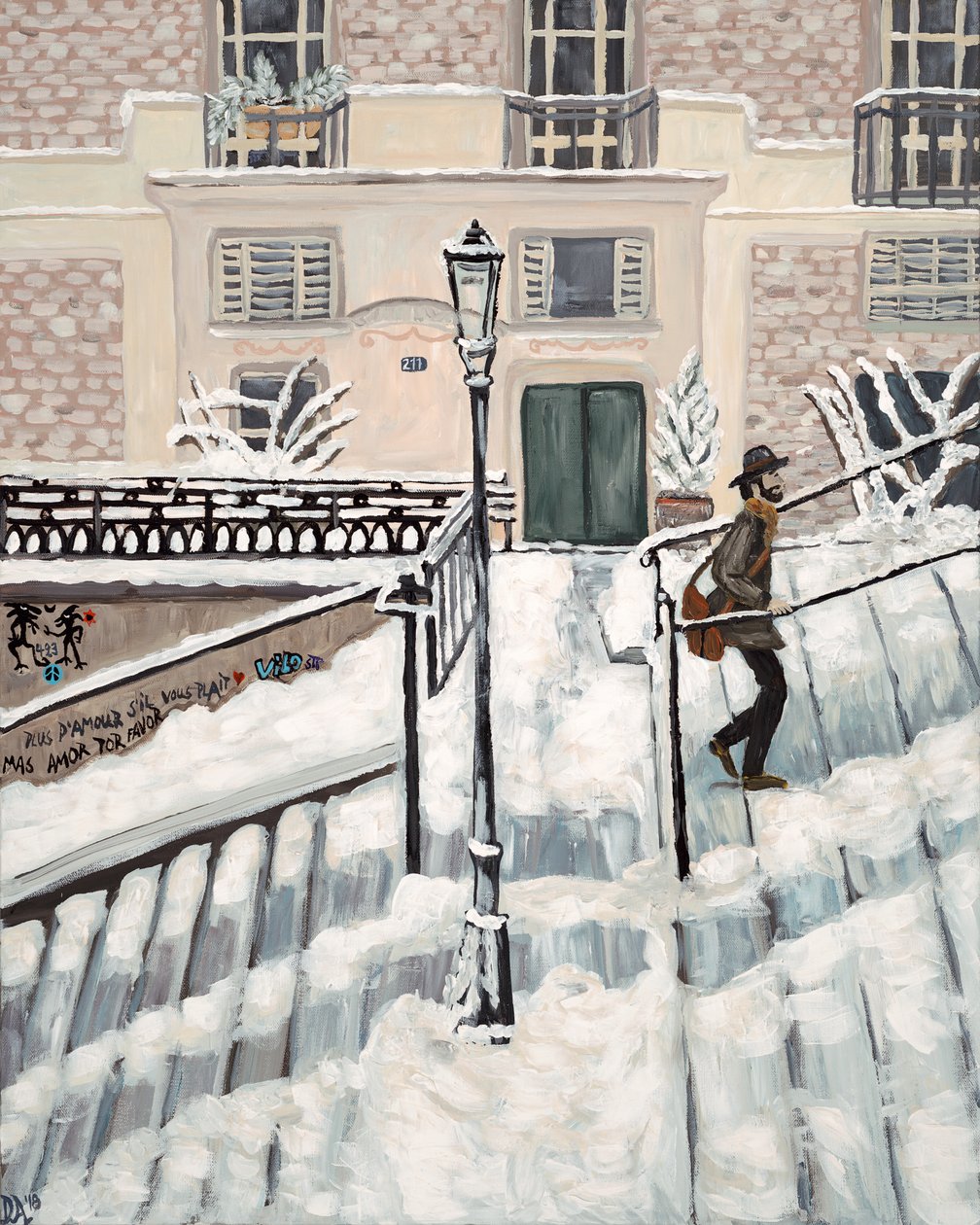 Montmartre Snow, 2018 (akryl på lærred) af Deborah Eve Alastra