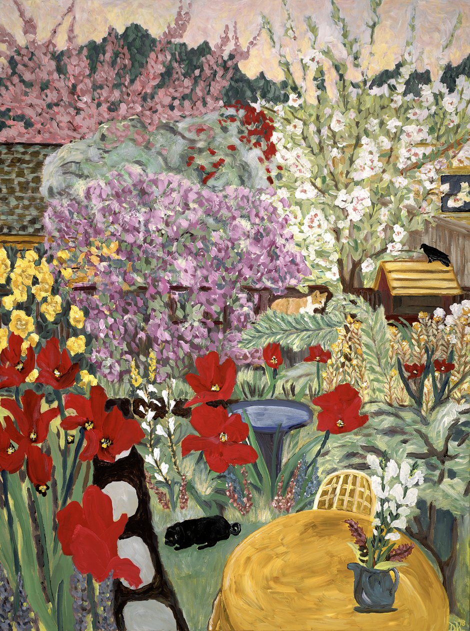 Ocher Table, 2017 (akryl på lærred) af Deborah Eve Alastra