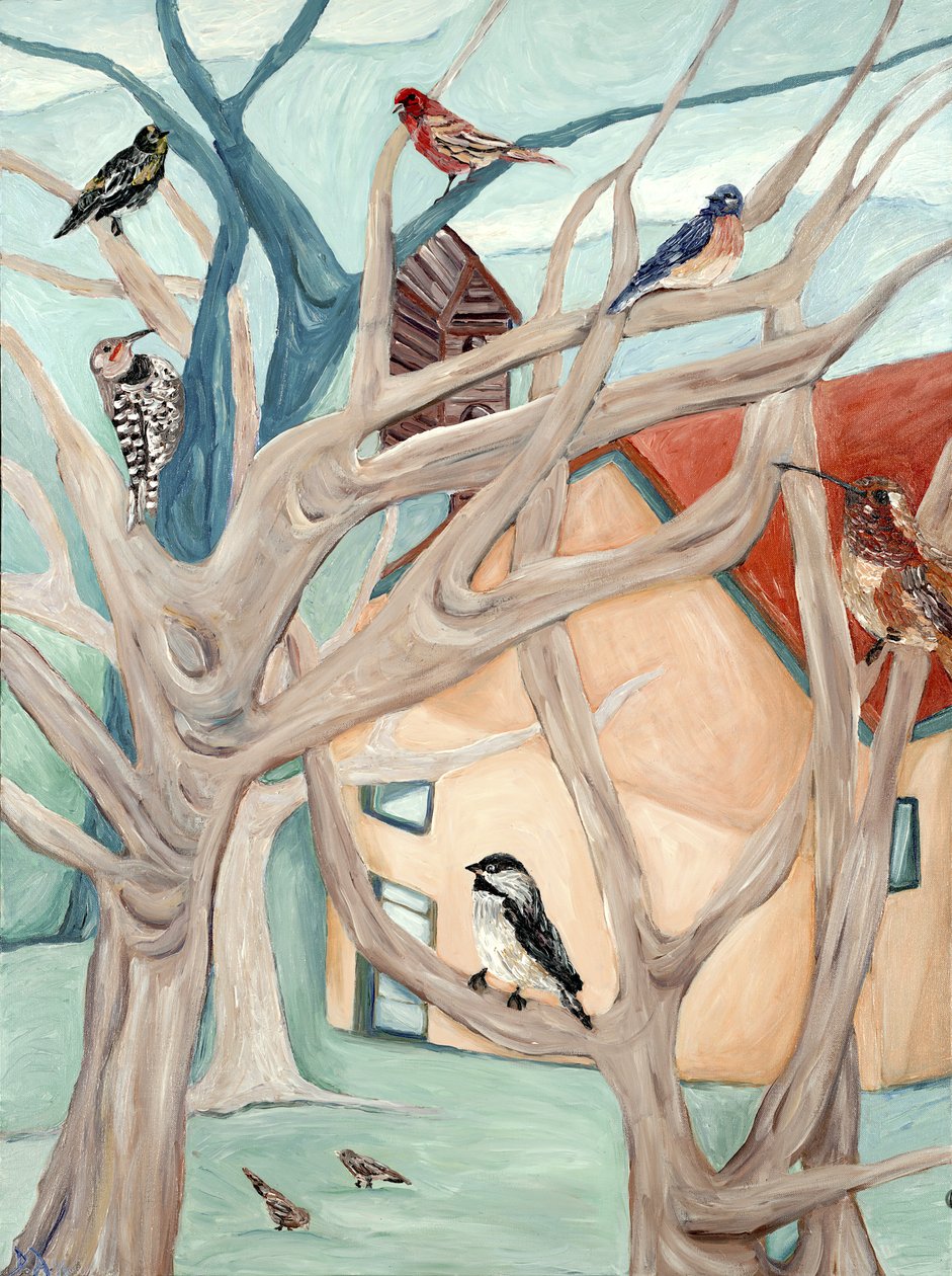 Peach House, 2015 (akryl på lærred) af Deborah Eve Alastra