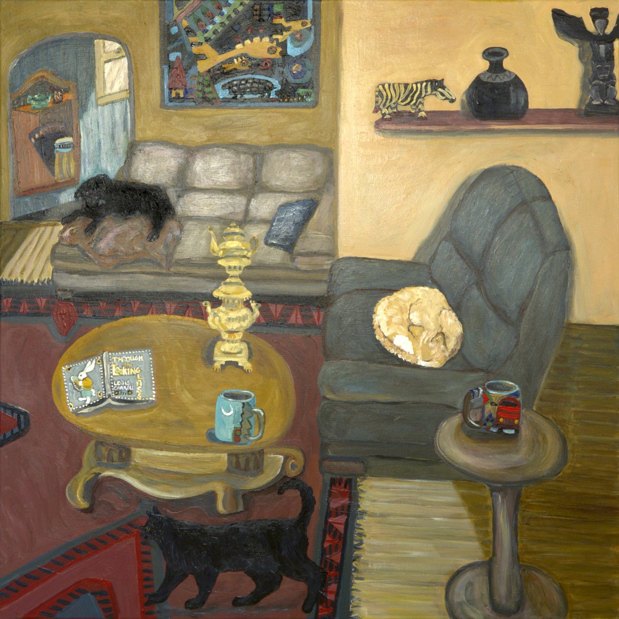 Primitive House, 2019 (akryl på lærred) af Deborah Eve Alastra