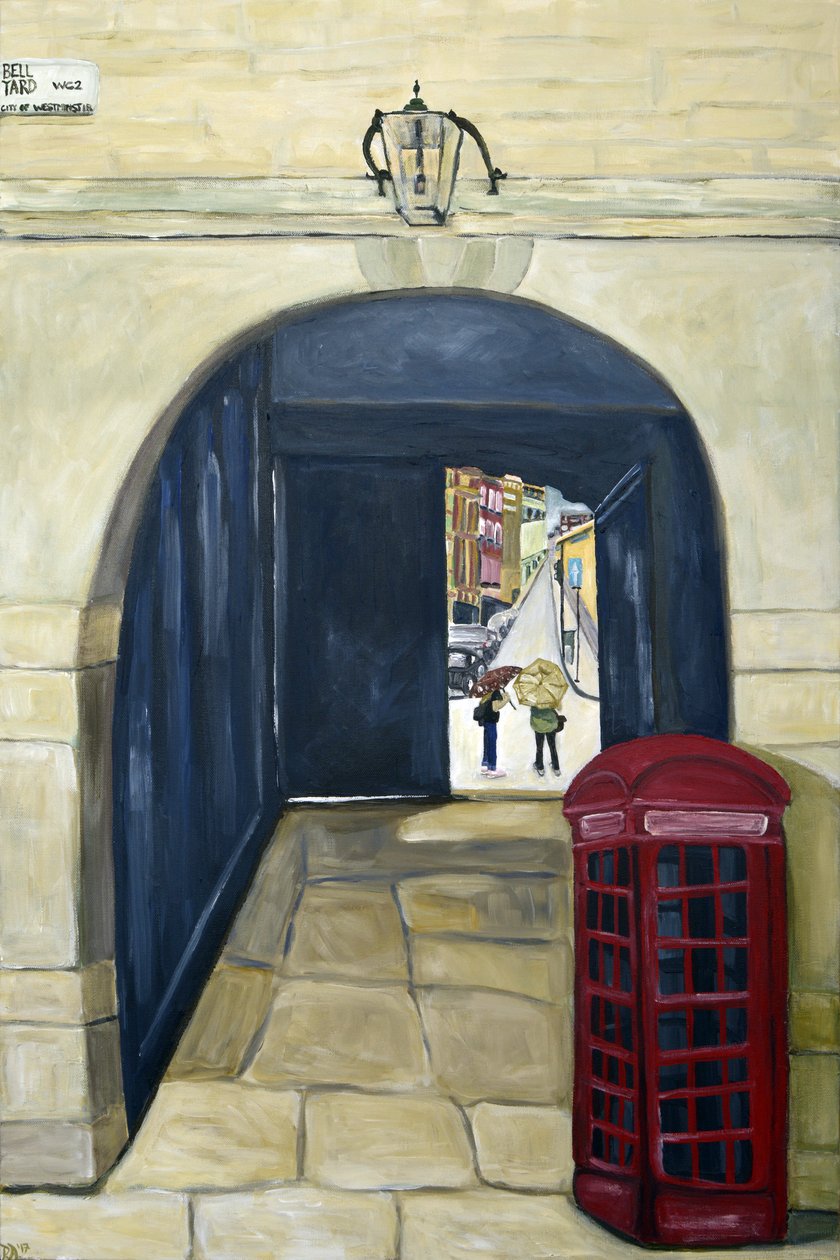 Red Phone London, 2017 (akryl på lærred) af Deborah Eve Alastra