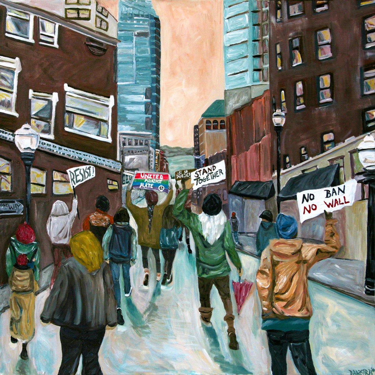 Resist, 2016 (akryl på lærred) af Deborah Eve Alastra
