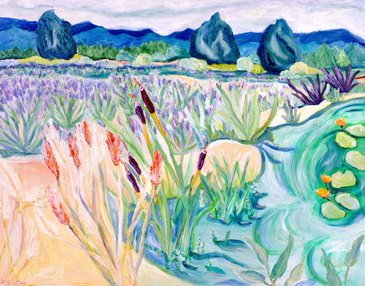 Sauvie Landscape, 2015 (akryl på lærred) af Deborah Eve Alastra