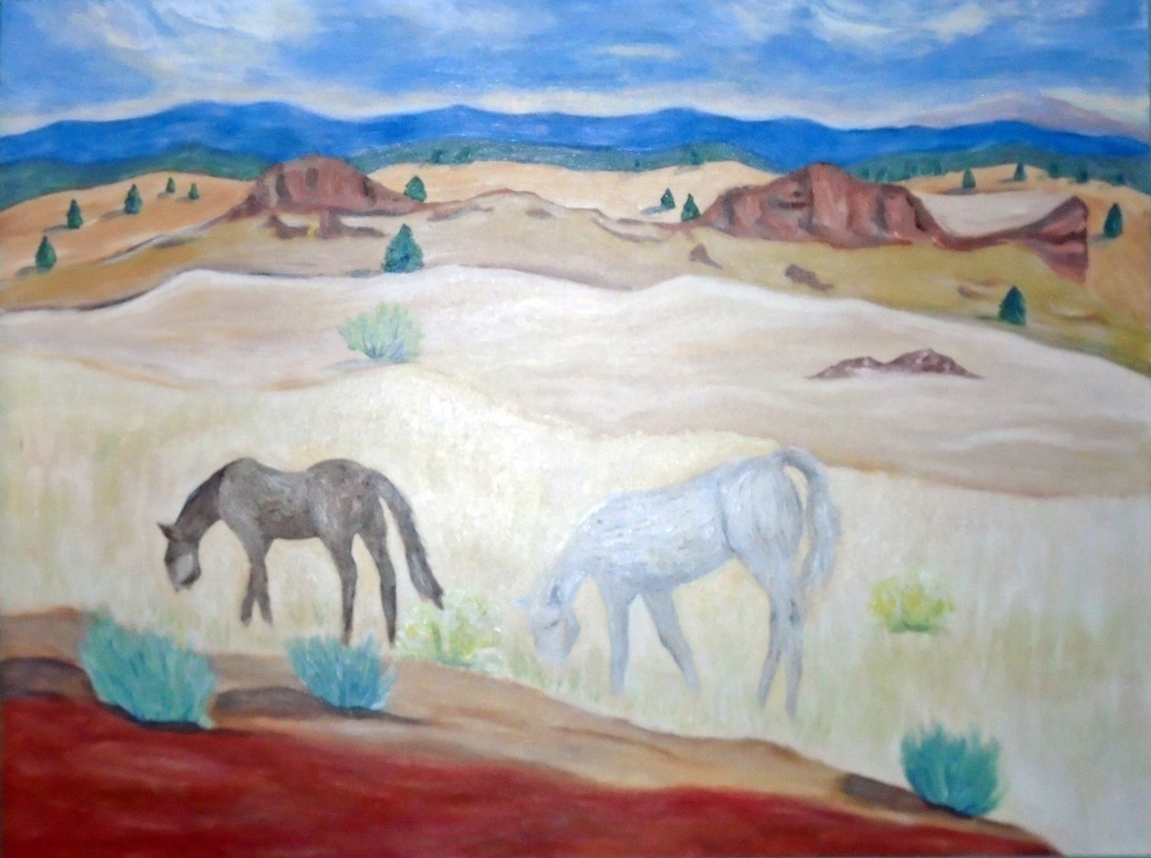 Wild Horses Warm Springs, 2011 (akryl på lærred) af Deborah Eve Alastra