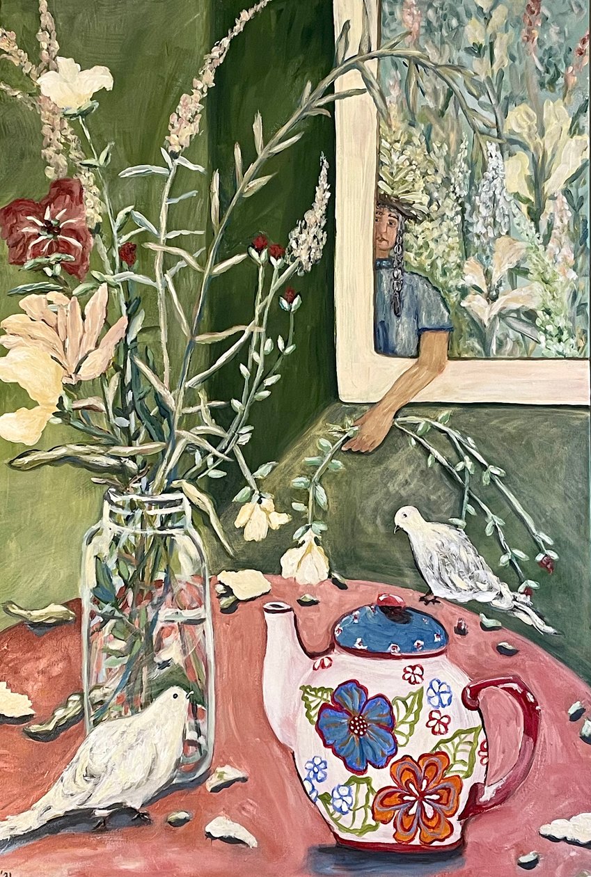 Wildflower Tea, 2024 (akryl på lærred) af Deborah Eve Alastra