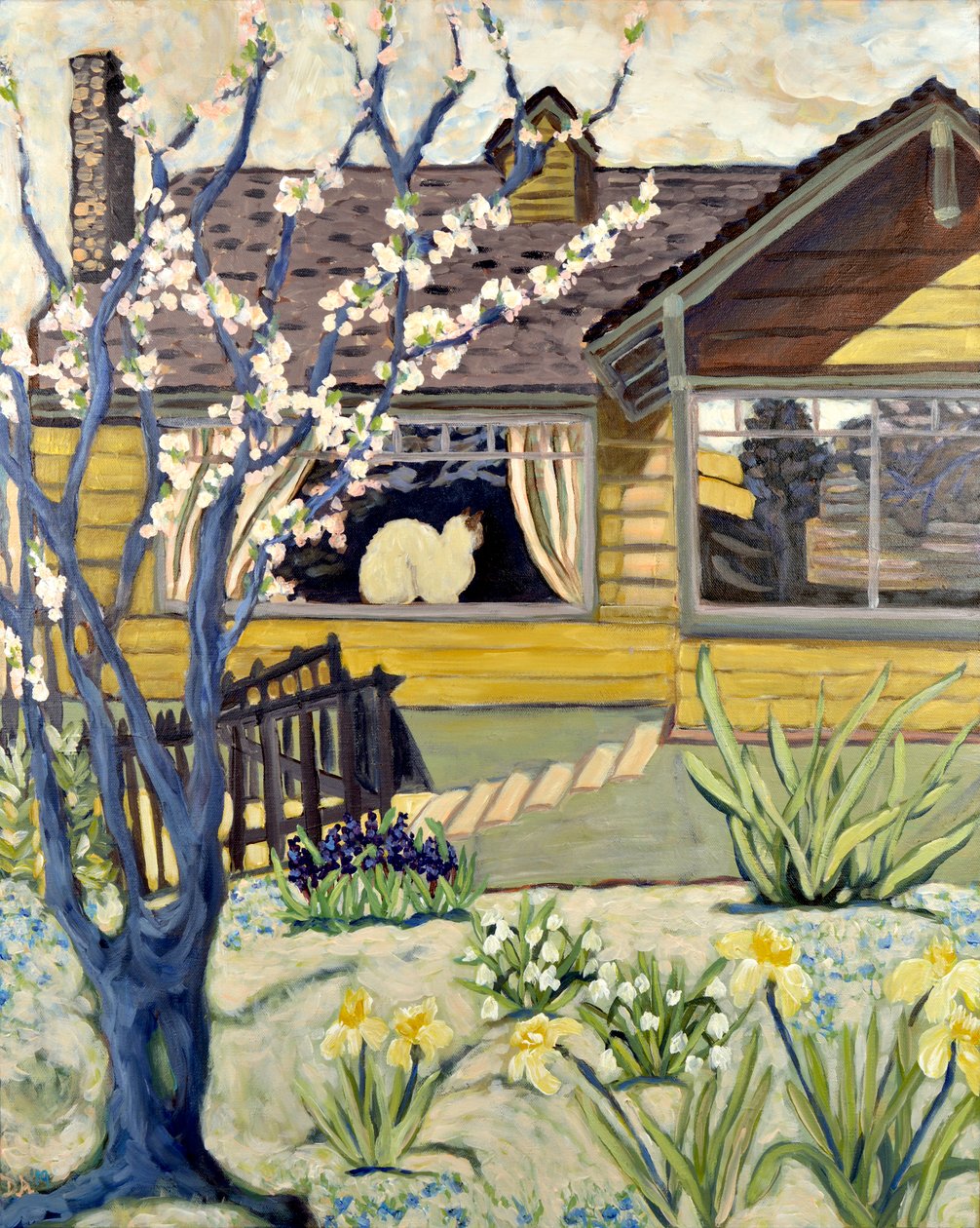 Yellow House, 2019 (akryl på lærred) af Deborah Eve Alastra