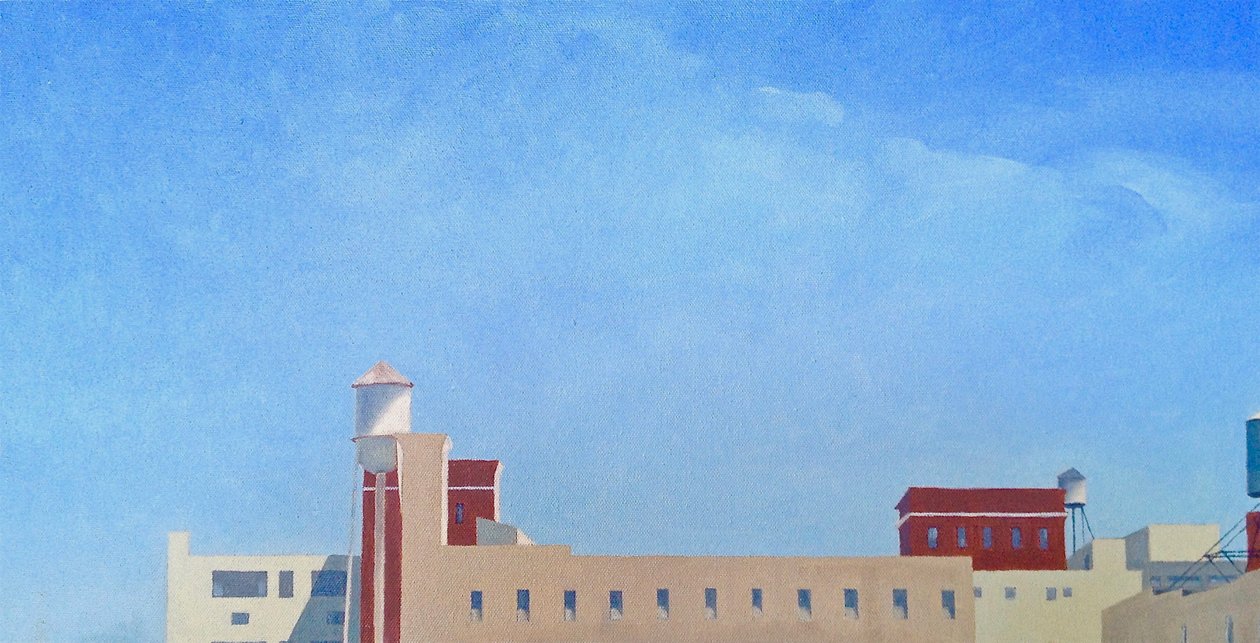 Brooklyn View Across Washington Street, 2012 (olie på lærred) af Deborah Stevenson