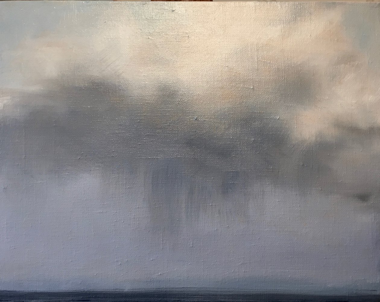 Storm over vand, 2021 (olie på lærred) af Deborah Stevenson