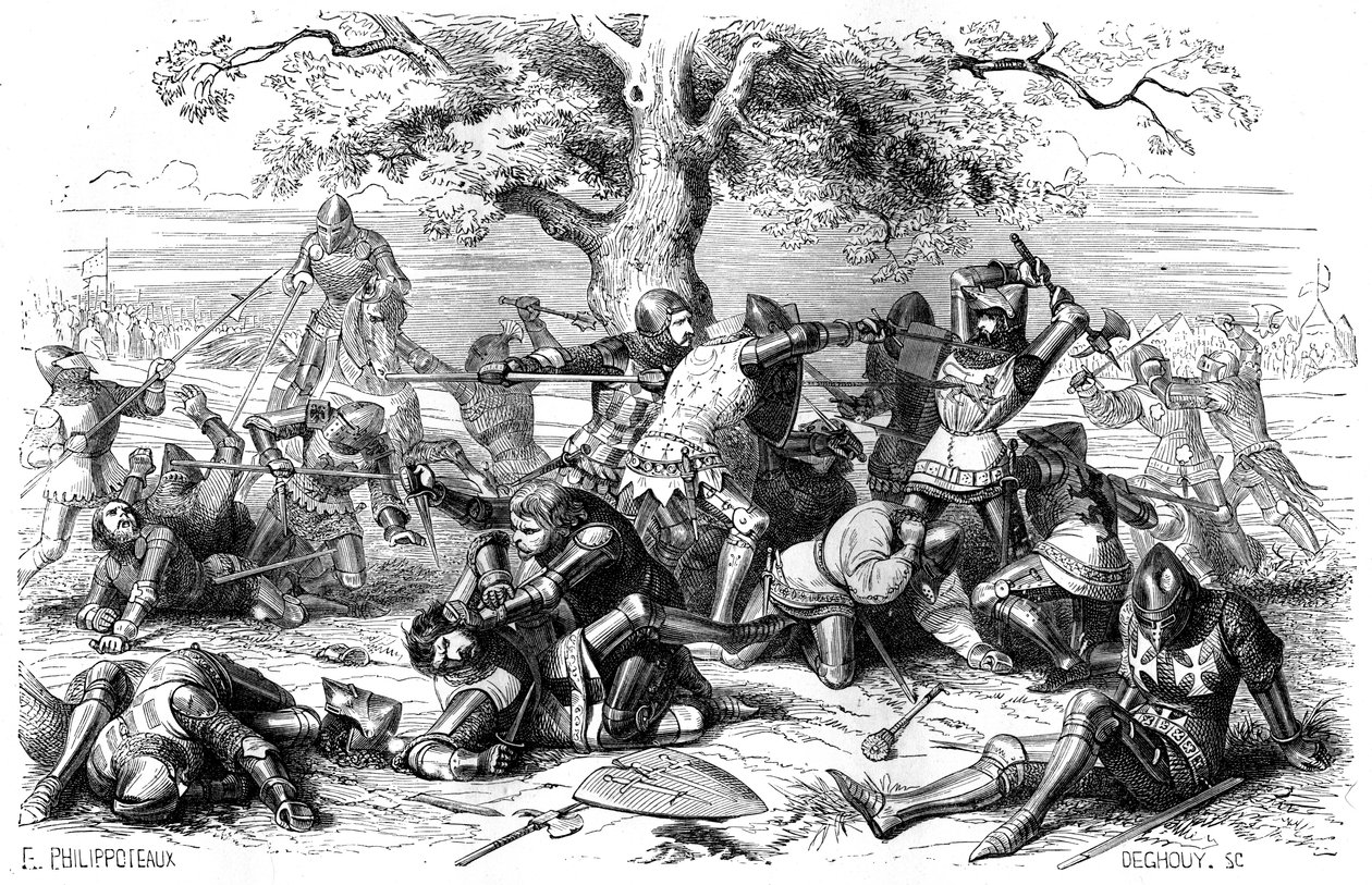 Tredive franske riddere kæmper mod englænderne, Bretagne, Frankrig, 1351 1882-1884 af Deghouy