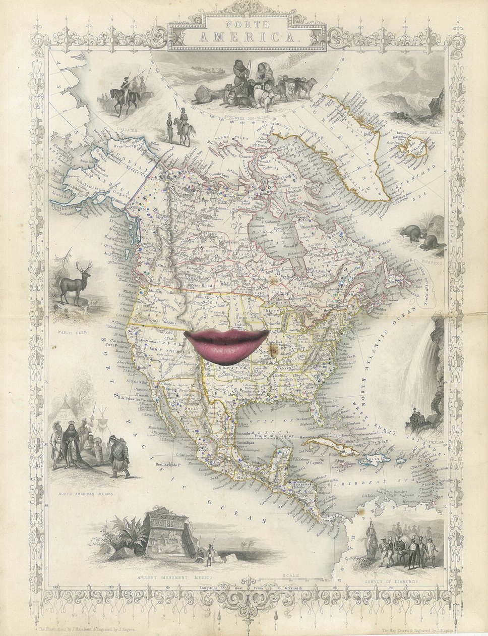 Colonial North America, 2017 (papirskåret collage) af Deirdre Kelly