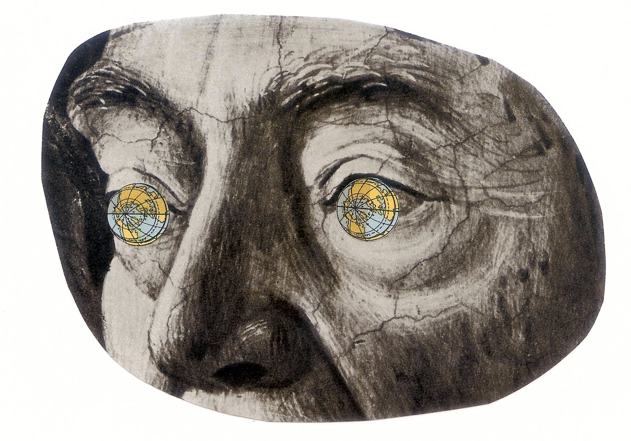 Globe eyes, 2016 (collage) af Deirdre Kelly