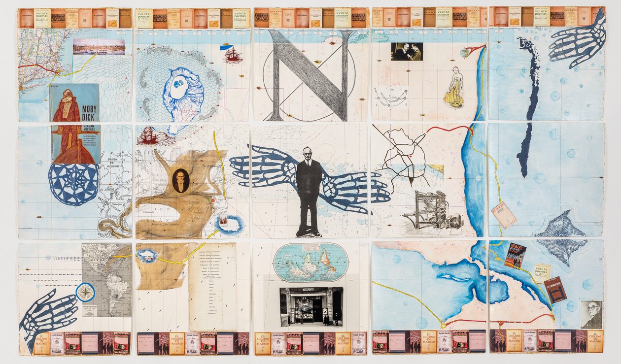 Horizon Eyes for Editorial Nascimento, 2020 (mixed media collage-kort på håndlavet papir) af Deirdre Kelly