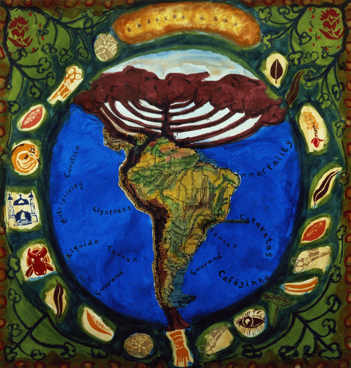 Parana, Brasilien I, 1995 (screenprint og collage) af Deirdre Kelly