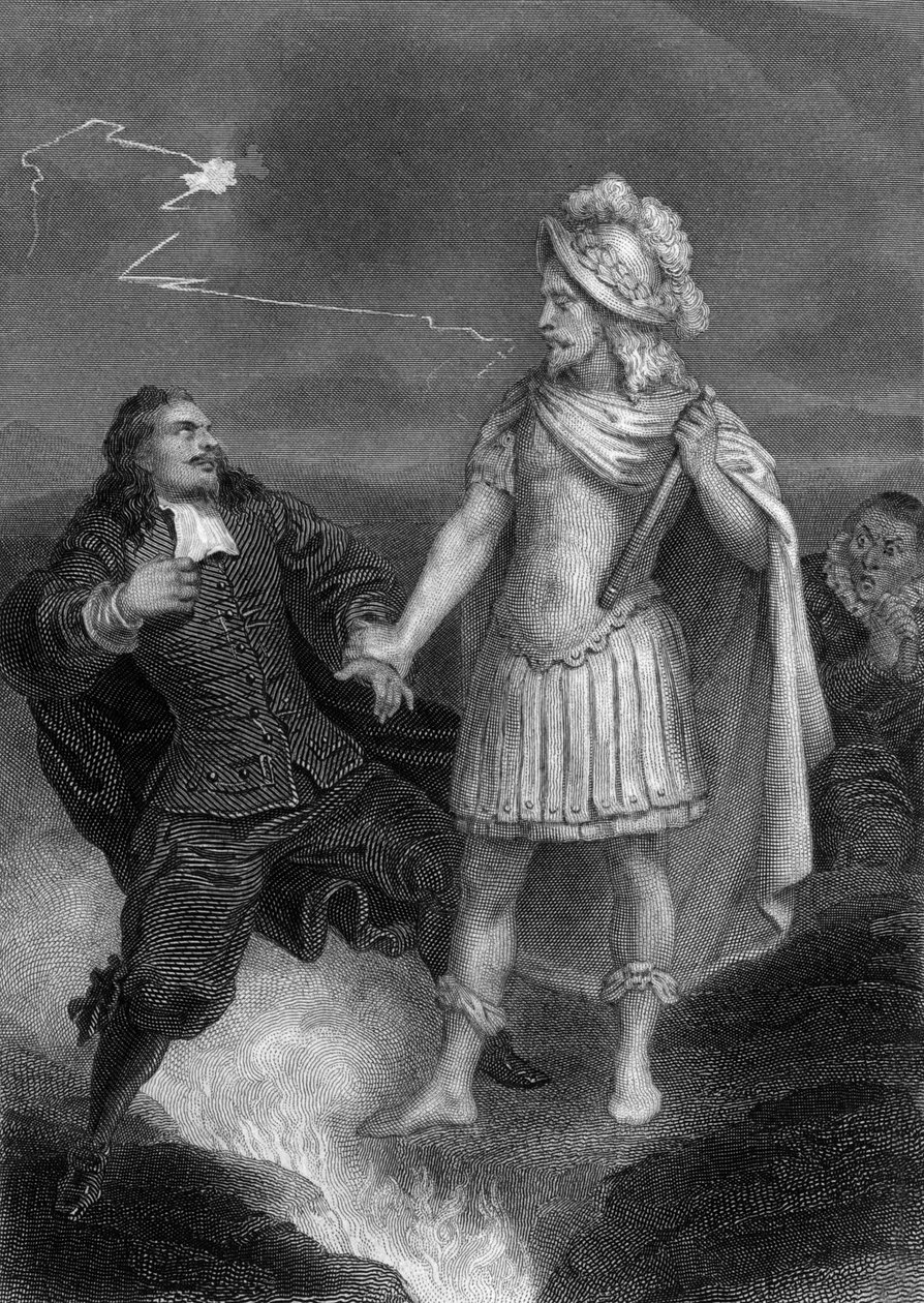 Spil Don Juan af Moliere: Don Juan med statuen af kommandanten, kobberstik af Delannoy efter tegning af G. Staal (1870) af Delannoy Delannoy