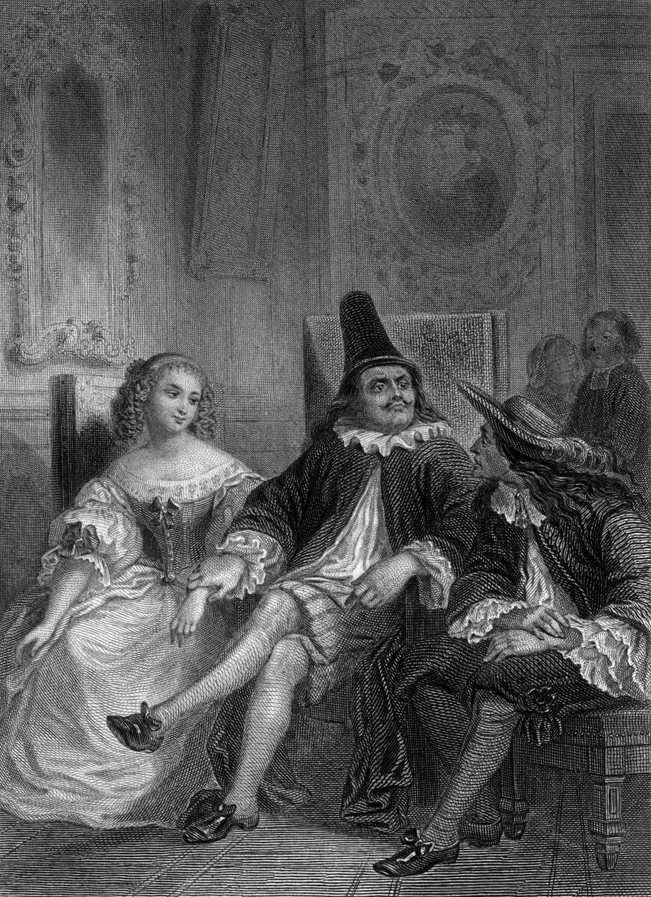 Stykket Lægen på trods af sig selv af Moliere: Lucinde, Sganarelle og Geronte, kobberstik af Delannoy efter tegning af G. Staal (1870) af Delannoy Delannoy