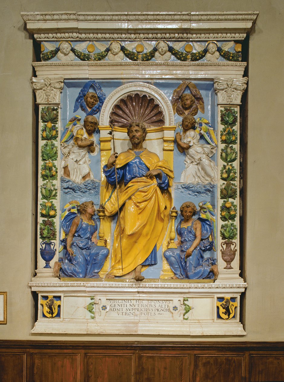 Kristus tronet med engle, basrelief (tinglaseret lertøj) af Luca Della Robbia