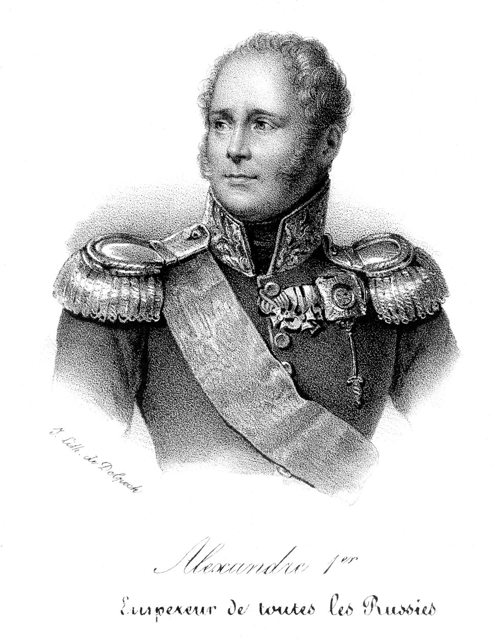 Alexander I 1777-1825, Ruslands zar fra 1801, i militæruniform, c1830 af Delpech