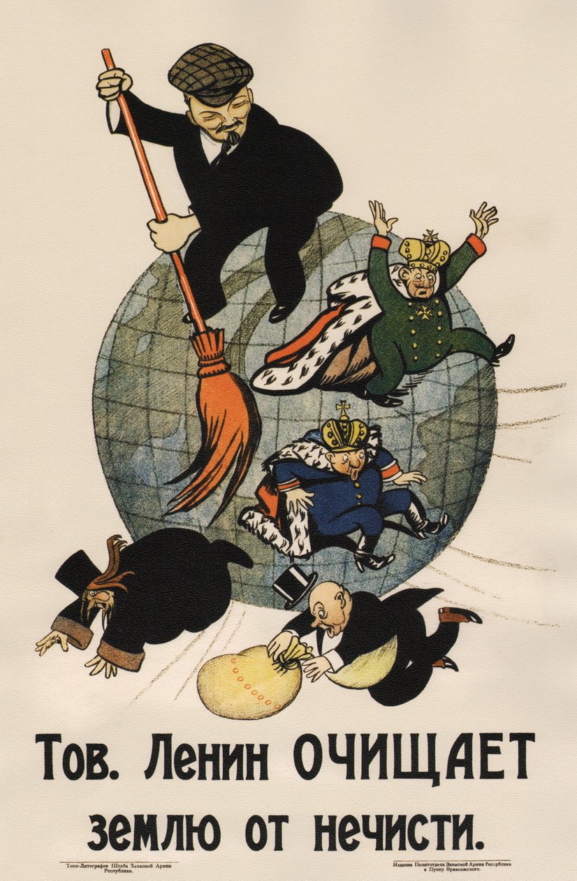 Kammerat Lenin renser landet for affald Plakat, 1920 af Deni