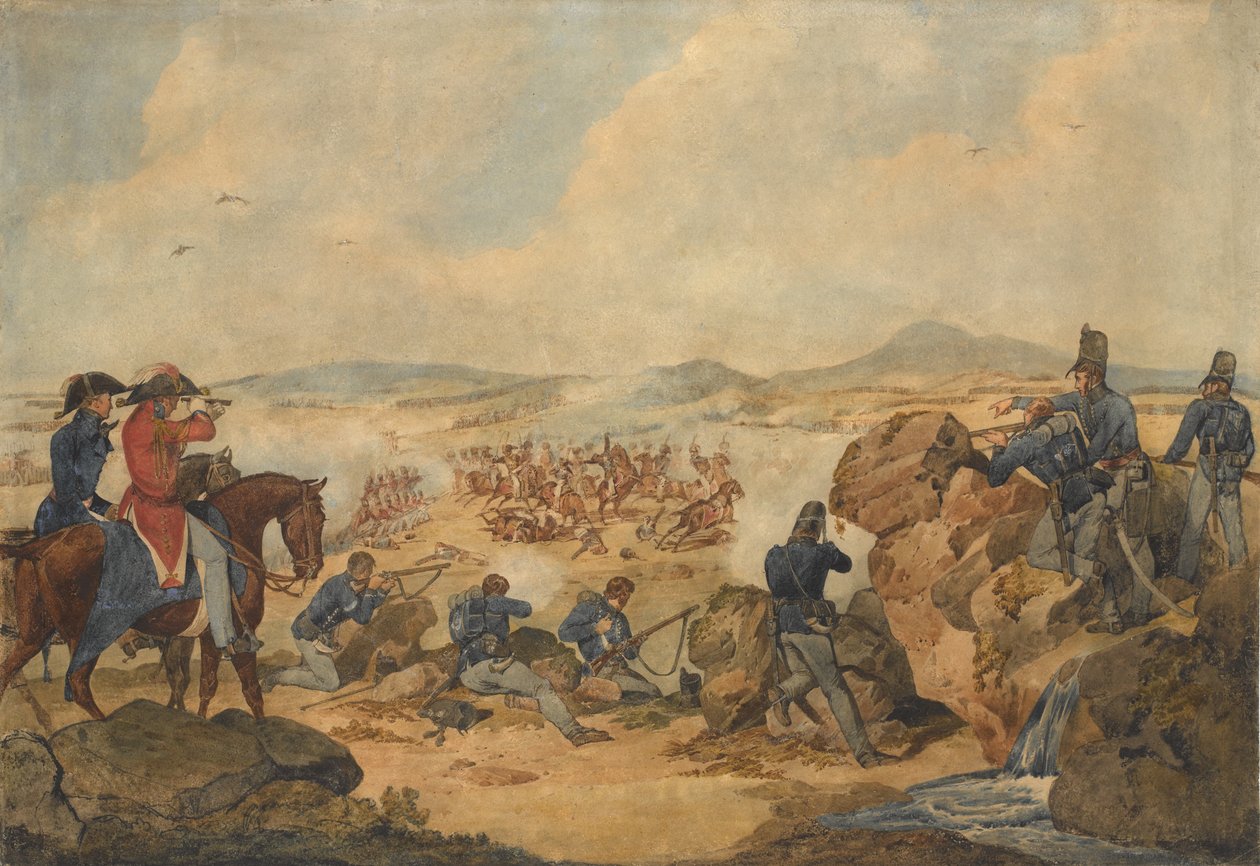 En aktion under halvøkrigen, med riffelmænd fra 95. (riffel)regiment, der optrådte som snigskytter, ca. 1810 af Denis Dighton