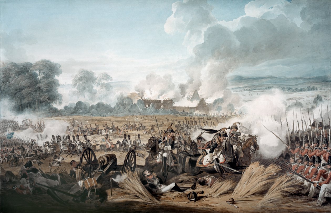 Angreb på de britiske pladser af fransk kavaleri i slaget ved Waterloo, 1815 af Denis Dighton