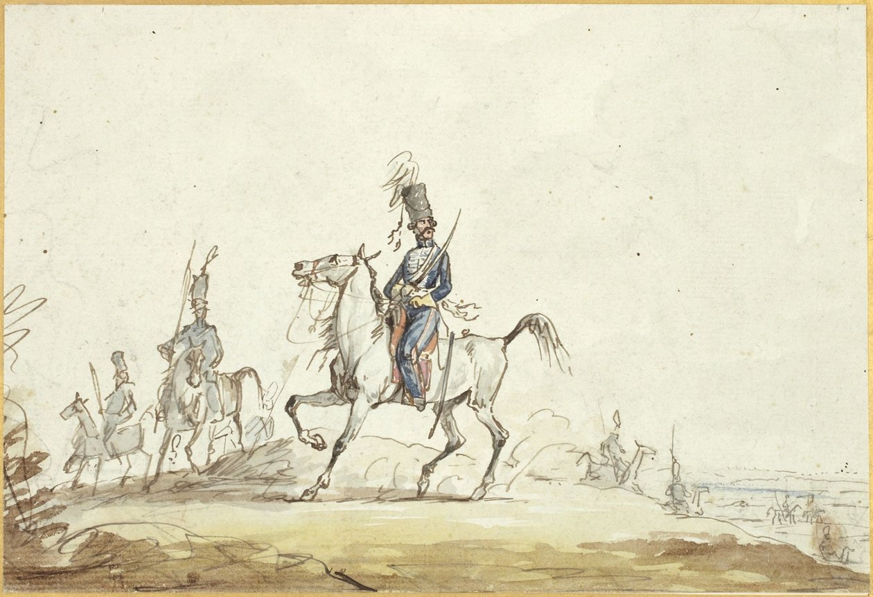 Kavalerister på en bakke af Denis-Auguste-Marie Raffet