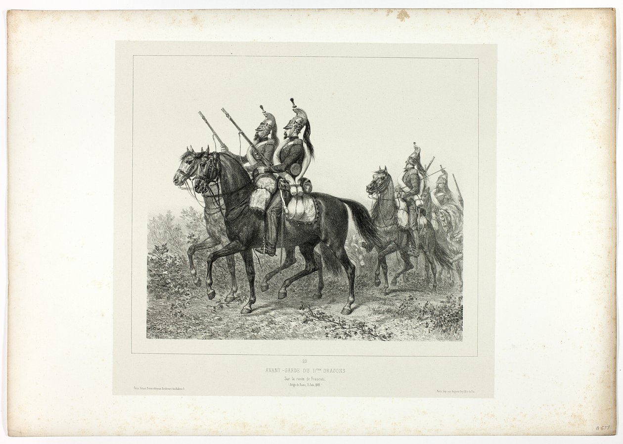 11. dragoner fremskudt vagt, fra Memories of Italy: Rome Expedition af Denis Auguste Marie Raffet