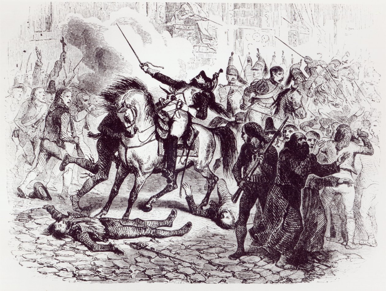 2. maj 1808, oprør i Madrid, fra "Histoire de Napoleon" af M. de Norvins, 1839 af Denis Auguste Marie Raffet