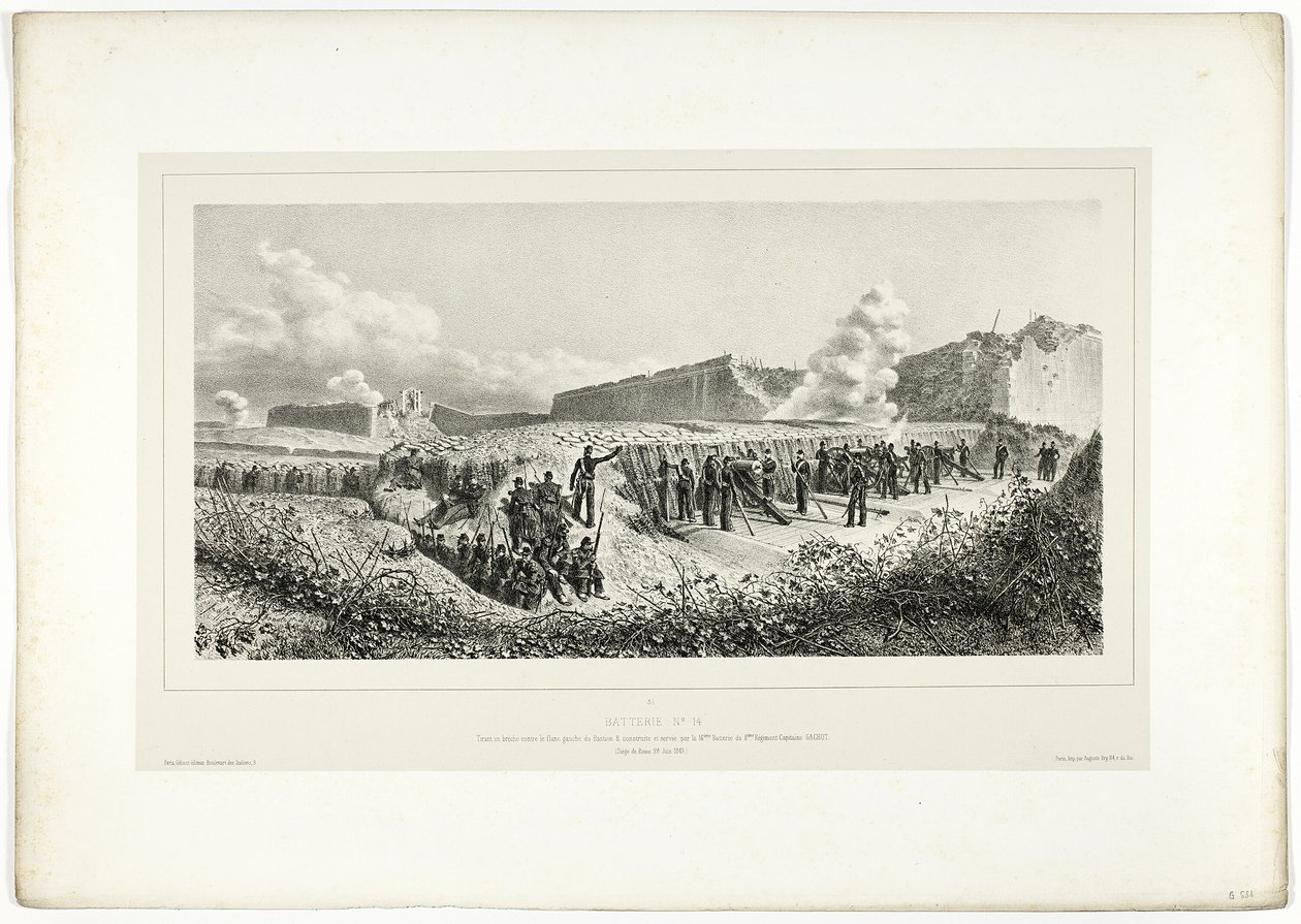 Batteri nr.14, fra Souvenirs of Italy: Rome Expedition af Denis Auguste Marie Raffet