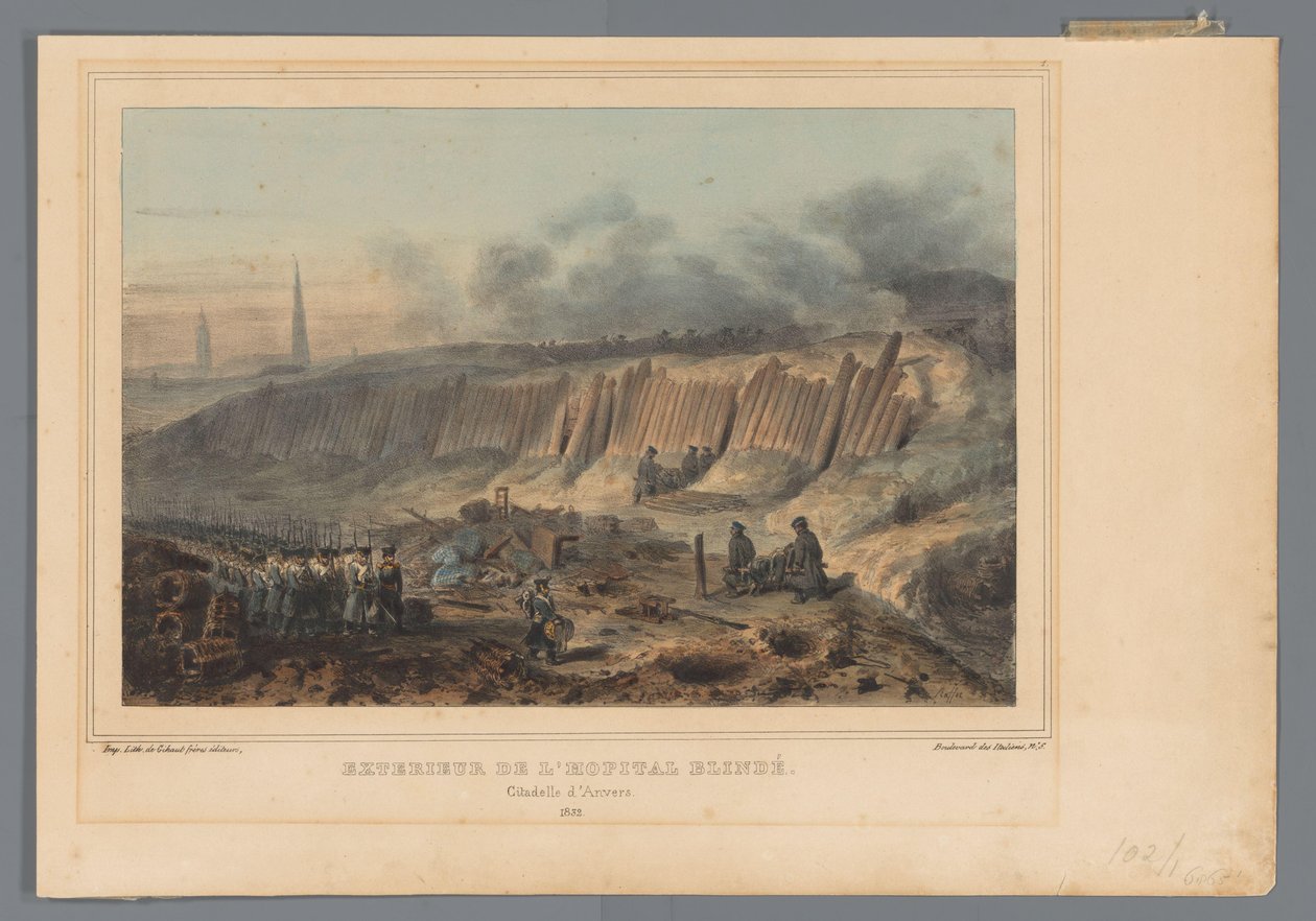 Ydersiden af ​​det indgravede felthospital i Antwerpen-citadellet, 1832 Exterior de l